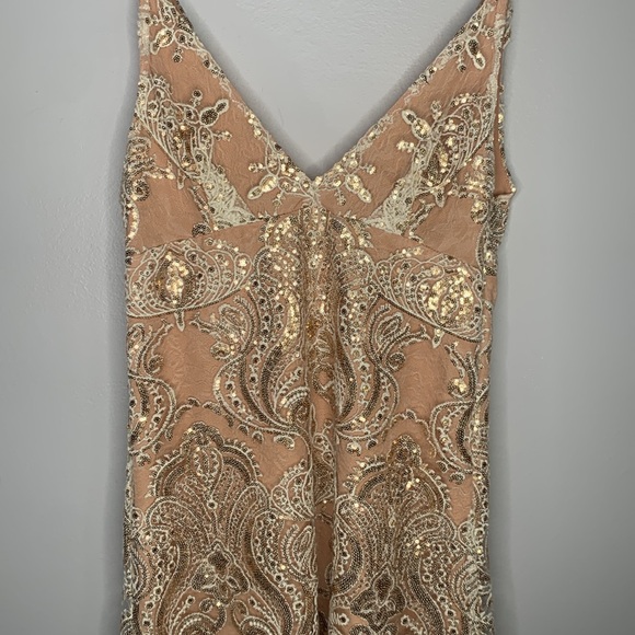 🔥Free People Night Summer Mini Sequin Dress Ivory Combo - Picture 3 of 9